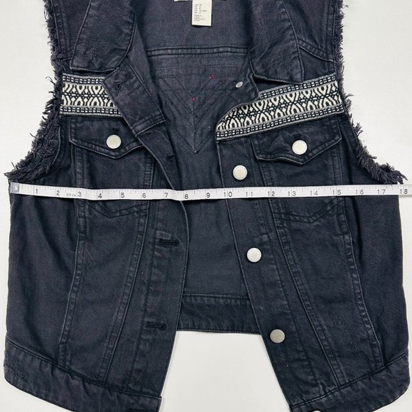 H&M Coachella Collection Embroidered Black Denim Vest EUC size 8 - Picture 8 of 11